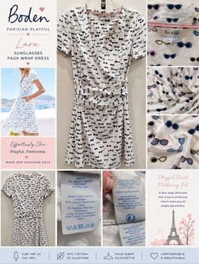 Boden Parisian Playful Lara Sunglasses Faux Wrap Dress - 10R US